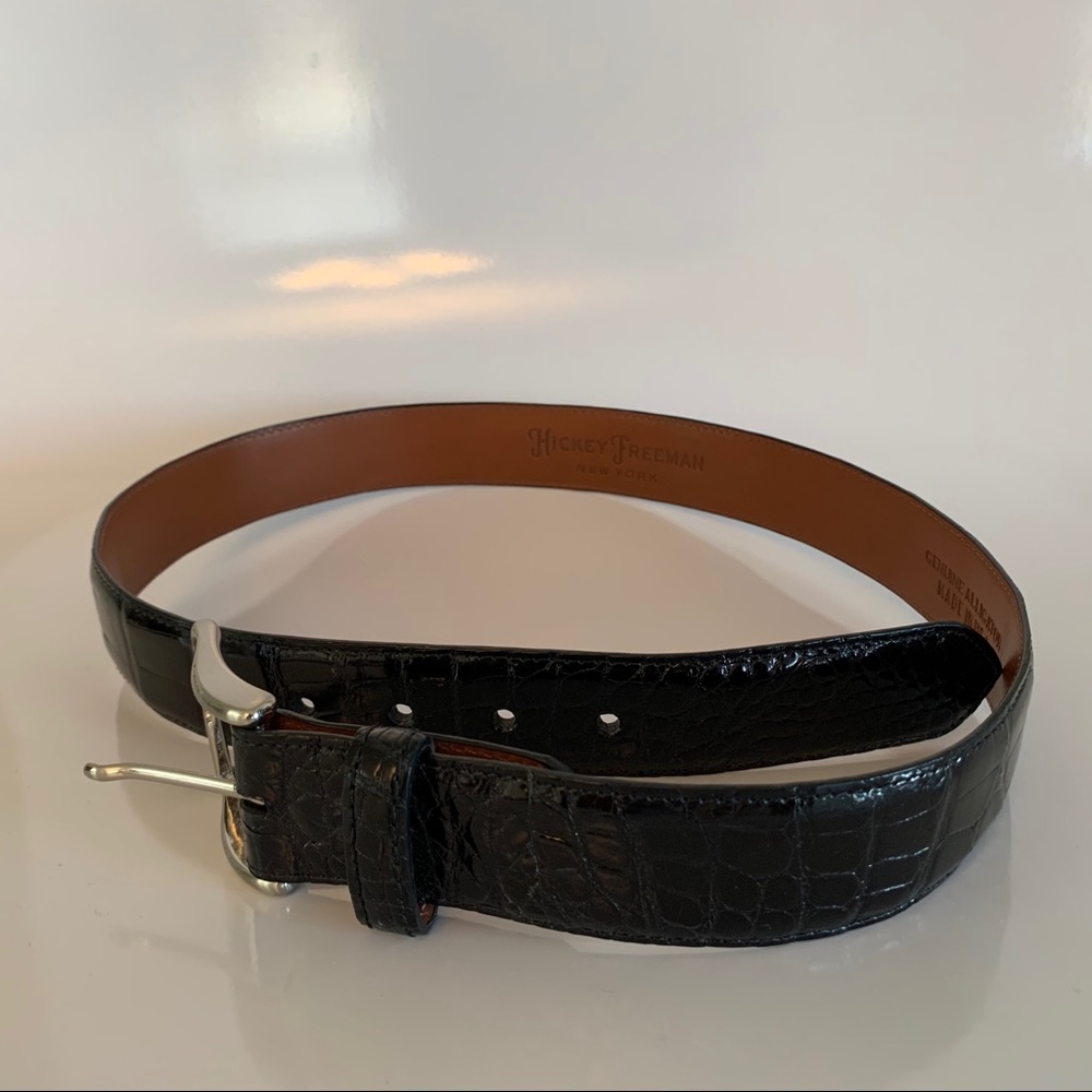 Hickey Freeman Genuine Alligator Belt Black 32 Gem